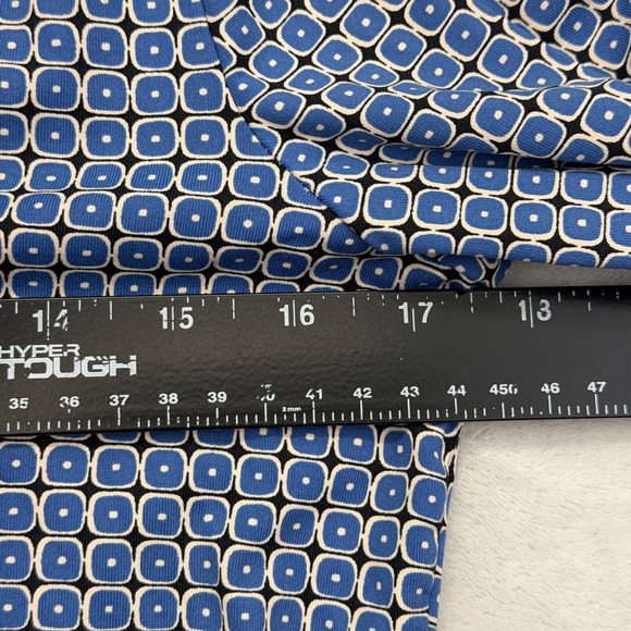 J.McLaughlin Womens Blue Geometric Ruffle V-Neck 3/4 Sleeve Top Size Small - Picture 8 of 11